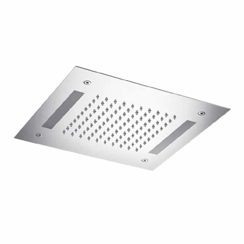 Pomme de douche carrée en acier inoxydable avec chromothérapie Made in Italy - Bilbo Viadurini