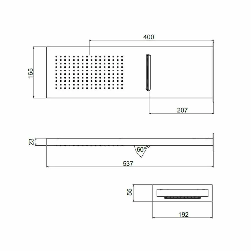 Pommeau de douche mural rectangulaire en acier inoxydable Made in Italy - Rouge Viadurini
