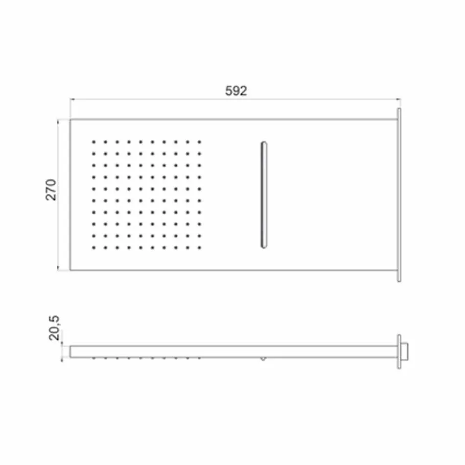 Pommeau de douche mural rectangulaire en acier inoxydable fabriqué en Italie - Anito Viadurini