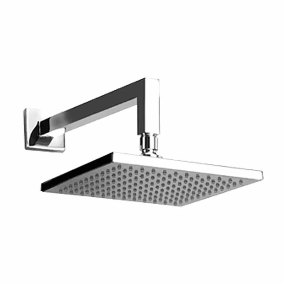 Pomme de douche carrée en acier avec bras de douche en laiton Made in Italy - Sespo Viadurini