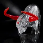 Ornement en forme de taureau en verre rouge et transparent Made in Italy - Torero Viadurini