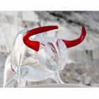 Ornement en forme de taureau en verre rouge et transparent Made in Italy - Torero Viadurini