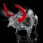 Ornement en forme de taureau en verre rouge et transparent Made in Italy - Torero Viadurini