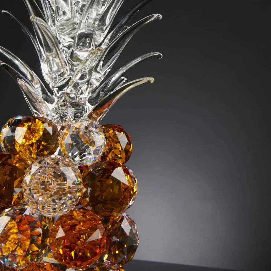 Ornement décoratif en cristal en forme d'ananas fabriqué en Italie - Ananas Viadurini