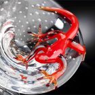 Ornement décoratif en verre transparent et rouge Made in Italy - Sossio Viadurini