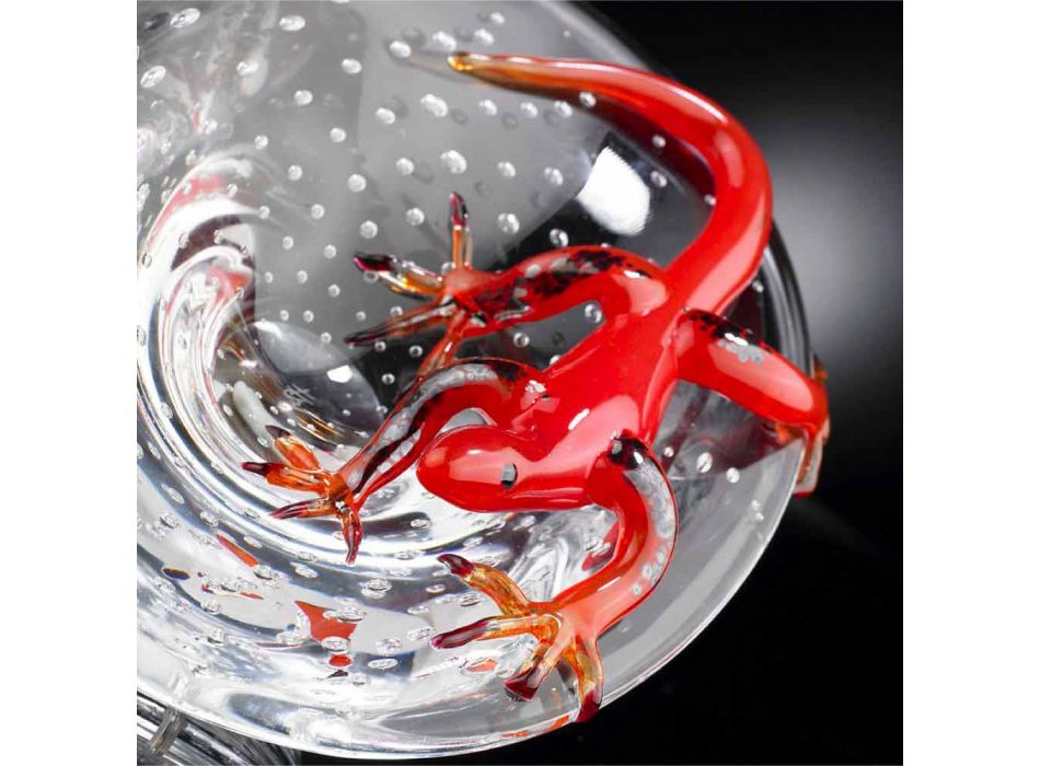 Ornement décoratif en verre transparent et rouge Made in Italy - Sossio Viadurini