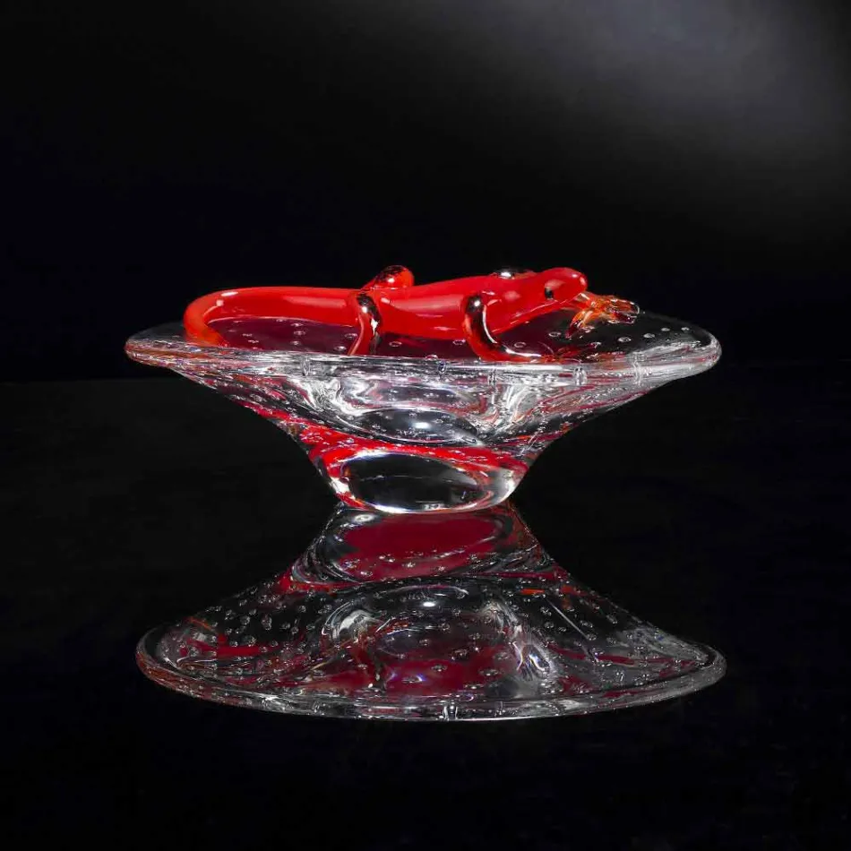 Ornement décoratif en verre transparent et rouge Made in Italy - Sossio Viadurini