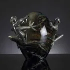 Ornement en Verre en Forme d'Oeuf avec Grenouilles Fabriqué en Italie - Huevo Viadurini