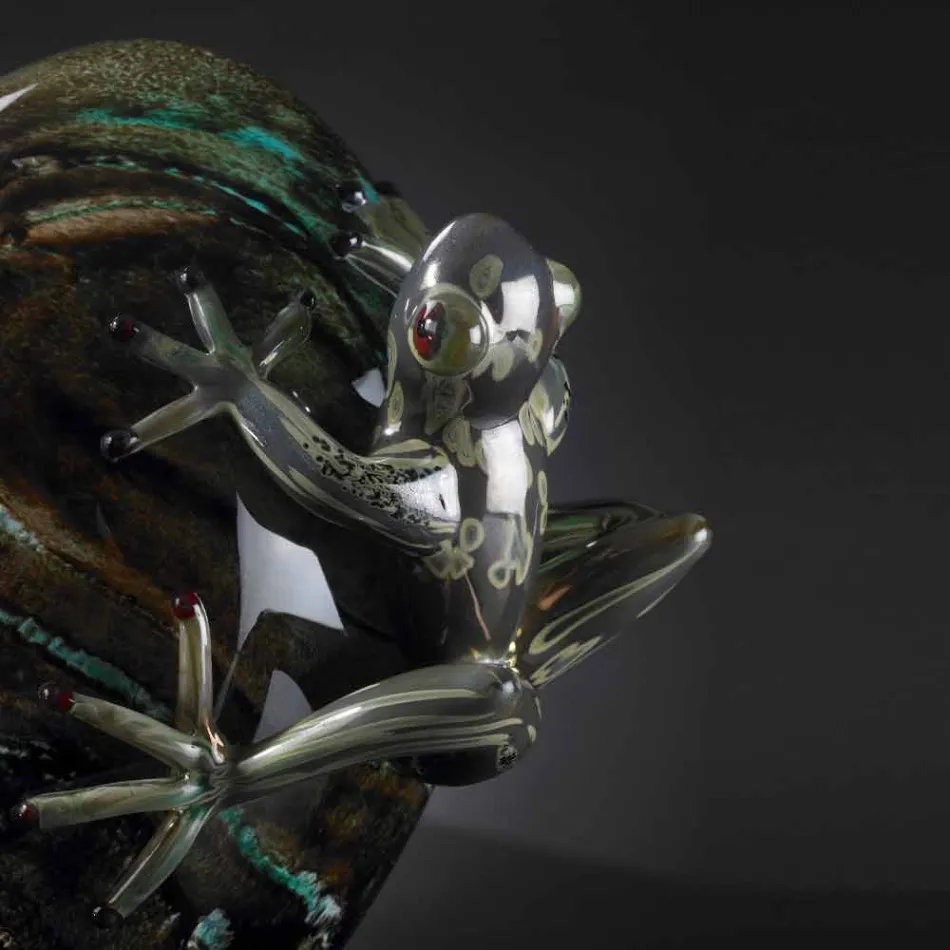 Ornement en Verre en Forme d'Oeuf avec Grenouilles Fabriqué en Italie - Huevo Viadurini