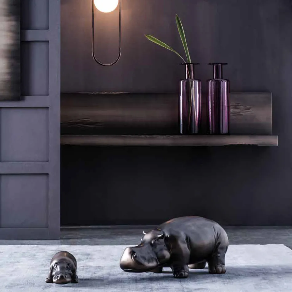 Ornements en céramique en forme d'hippopotame, fabriqués en Italie - Savage Viadurini