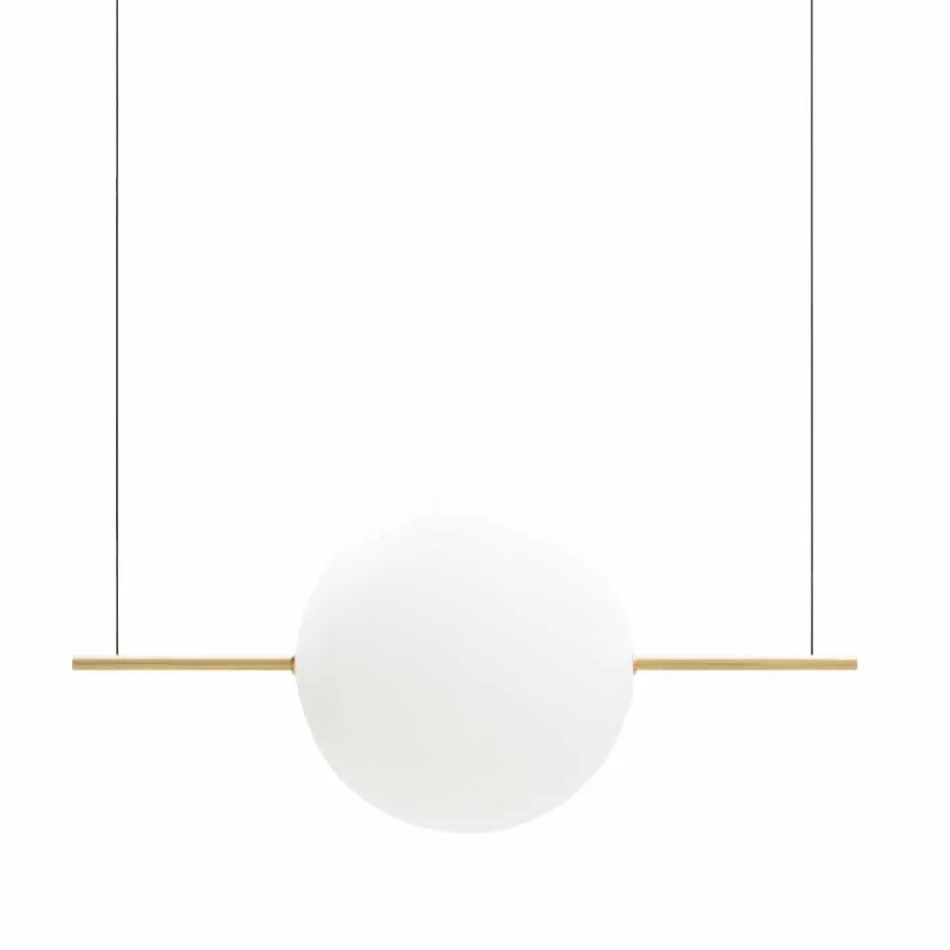 Suspension Design en Verre et Laiton avec Lumière LED, 3 Tailles - Alma par Il Fanale Viadurini