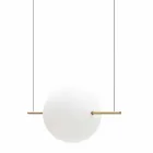 Suspension Design en Verre et Laiton avec Lumière LED, 3 Tailles - Alma par Il Fanale Viadurini