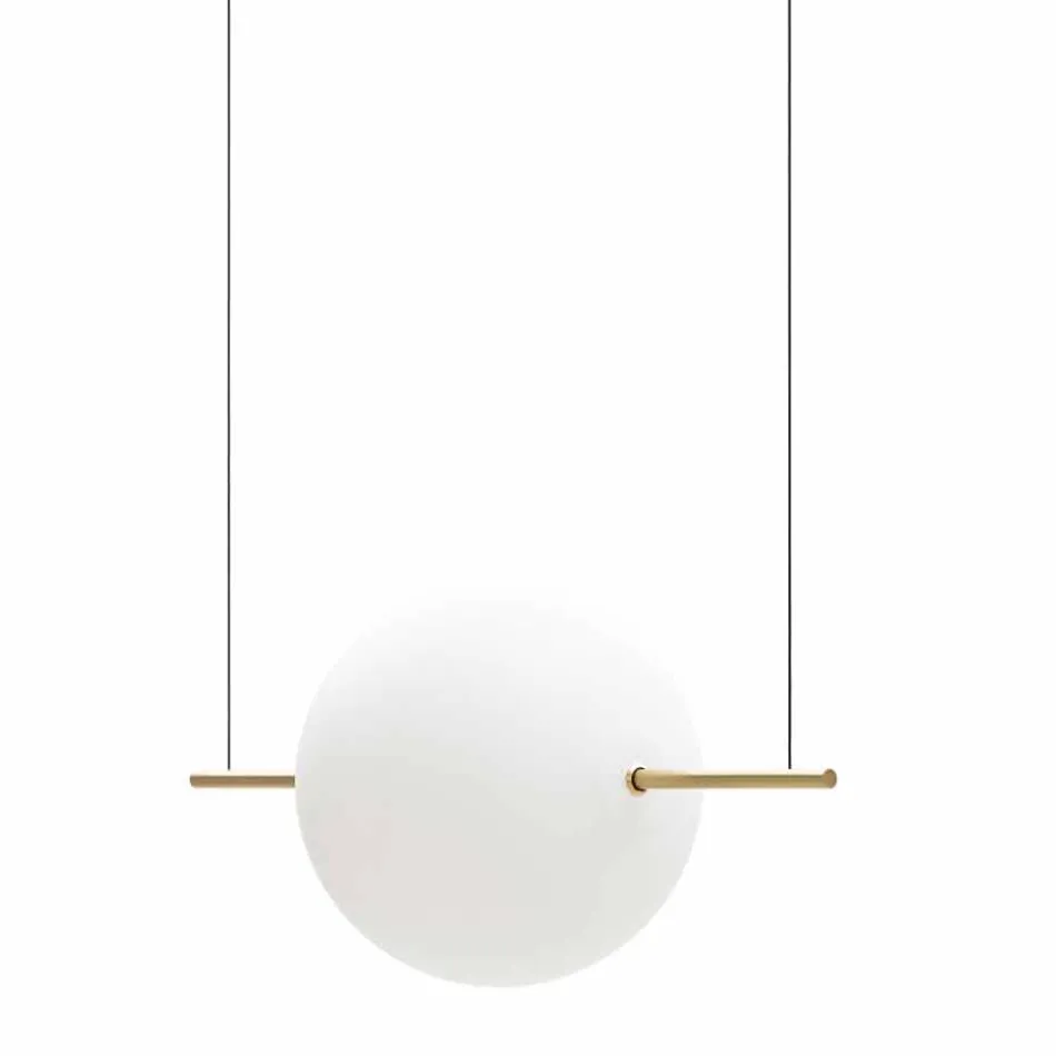 Suspension Design en Verre et Laiton avec Lumière LED, 3 Tailles - Alma par Il Fanale Viadurini