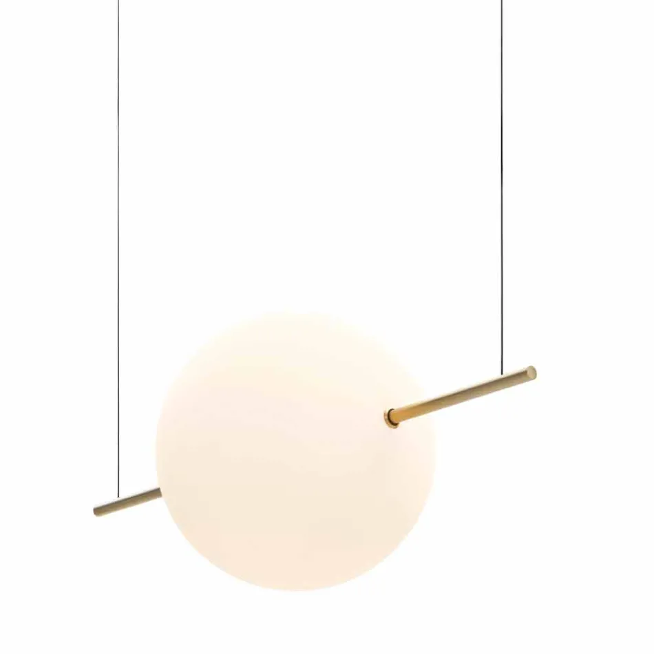 Suspension Design en Verre et Laiton avec Lumière LED, 3 Tailles - Alma par Il Fanale Viadurini