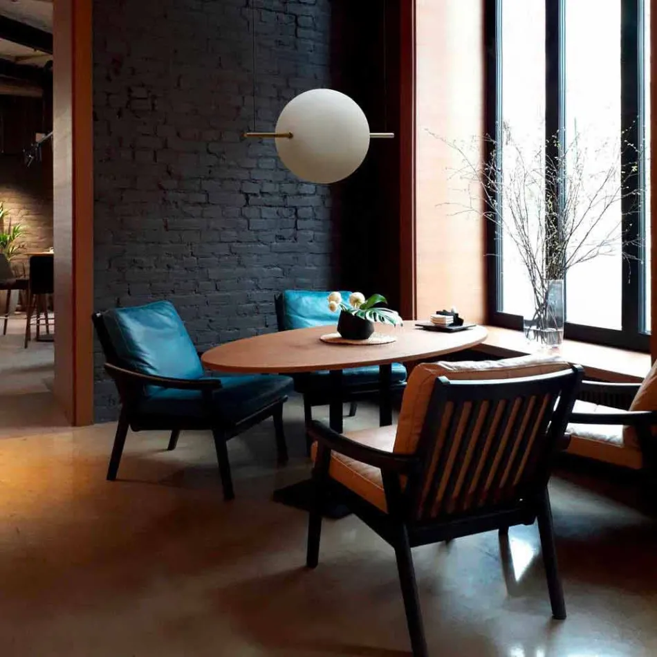 Suspension Design en Verre et Laiton avec Lumière LED, 3 Tailles - Alma par Il Fanale Viadurini