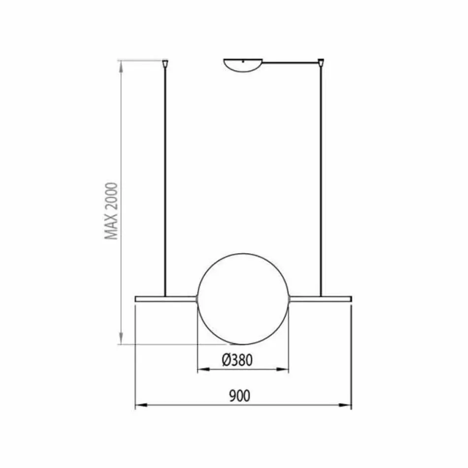 Suspension Design en Verre et Laiton avec Lumière LED, 3 Tailles - Alma par Il Fanale Viadurini