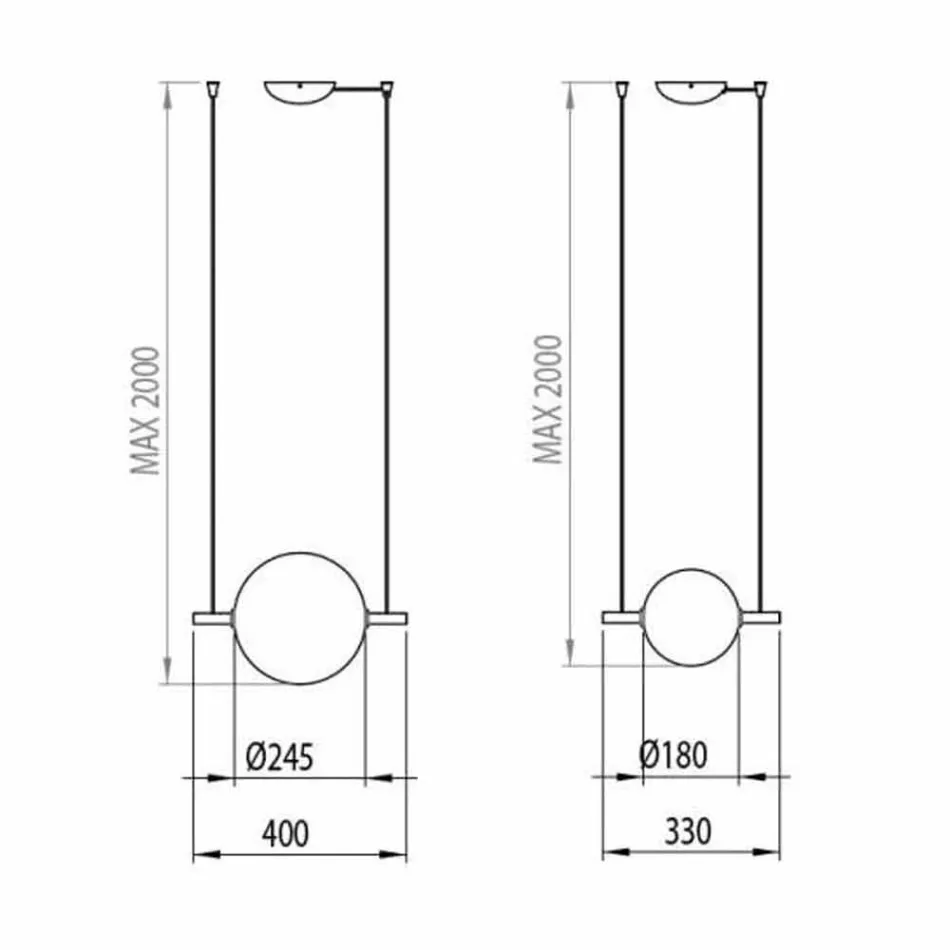 Suspension Design en Verre et Laiton avec Lumière LED, 3 Tailles - Alma par Il Fanale Viadurini