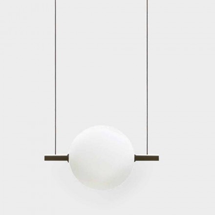 Suspension Design en Verre et Laiton avec Lumière LED, 3 Tailles - Alma par Il Fanale Viadurini