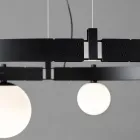 Suspension Design Ovale en Aluminium Noir avec Sphères et Spots - Exodus Viadurini