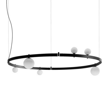 Suspension Design Ronde en Aluminium Noir avec Sphères et Spots - Exodus Viadurini