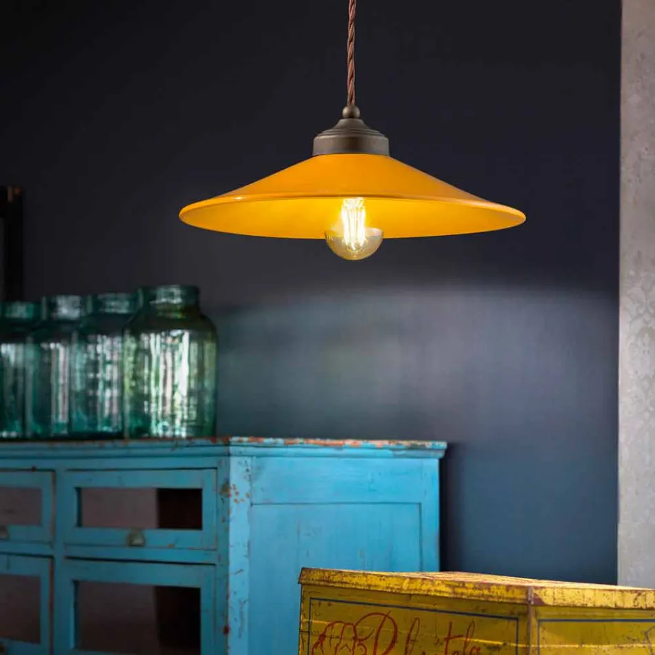 suspension céramique colorée et laiton antique Maya Ferroluce Viadurini