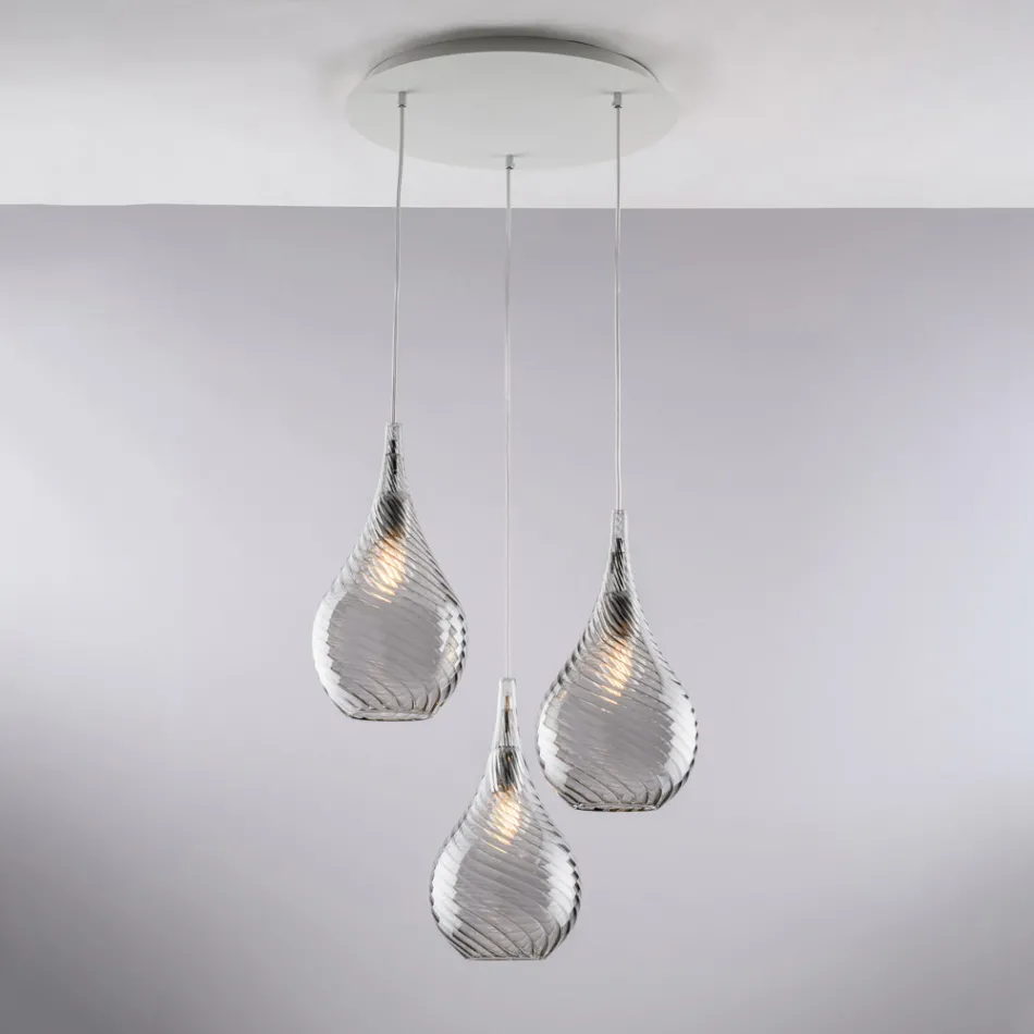 Suspension en fer et verre Pyrex, fabriquée en Italie, pour la décoration intérieure - Amazonia Viadurini