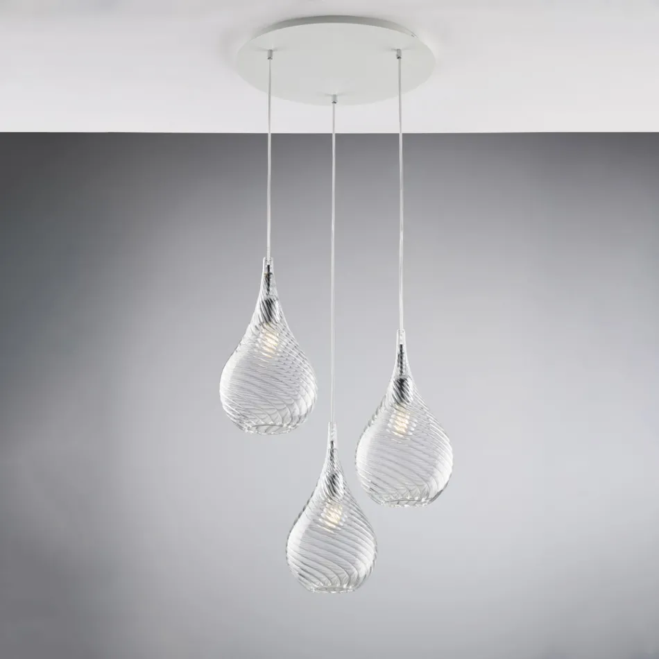 Suspension en fer et verre Pyrex, fabriquée en Italie, pour la décoration intérieure - Amazonia Viadurini