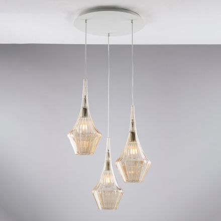 Suspension en fer et verre Pyrex, fabriquée en Italie, pour la décoration intérieure - Olimpo Viadurini