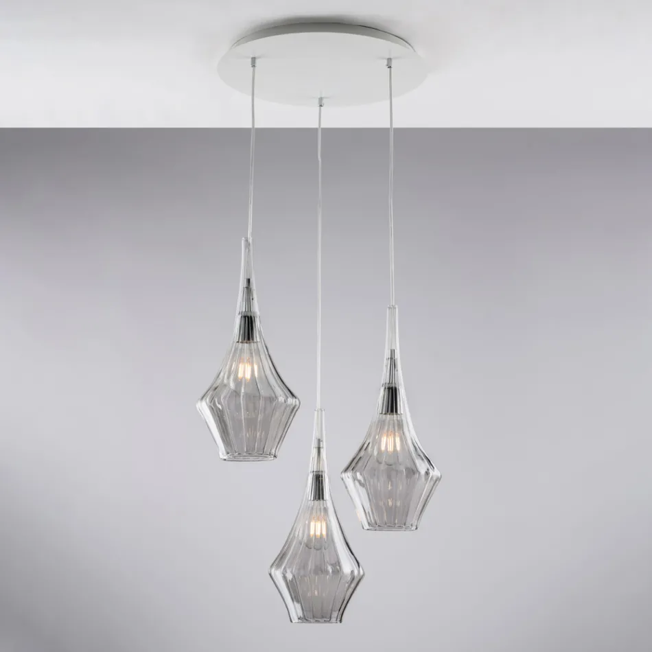 Suspension en fer et verre Pyrex, fabriquée en Italie, pour la décoration intérieure - Olimpo Viadurini