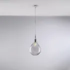 Suspension en fer et verre Pyrex, fabriquée en Italie, pour la décoration intérieure - Amazonia Viadurini