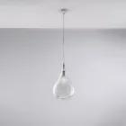Suspension en fer et verre Pyrex, fabriquée en Italie, pour la décoration intérieure - Amazonia Viadurini