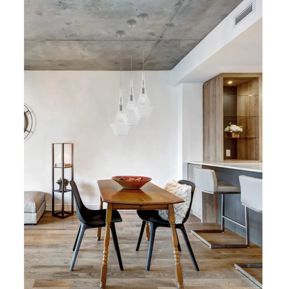 Suspension en fer et verre Pyrex, fabriquée en Italie, pour la décoration intérieure - Olimpo Viadurini