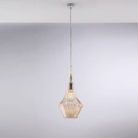 Suspension en fer et verre Pyrex, fabriquée en Italie, pour la décoration intérieure - Olimpo Viadurini