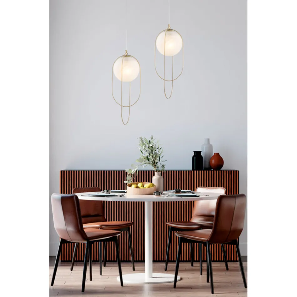 Suspension en fer chromé avec sphère, fabriquée en Italie, pour la décoration intérieure - Oslo Viadurini