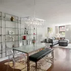 Suspension en fer chromé ornée de strass, fabriquée en Italie, pour la décoration intérieure - Afrique Viadurini