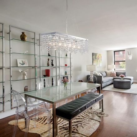 Suspension en fer chromé ornée de strass, fabriquée en Italie, pour la décoration intérieure - Afrique Viadurini