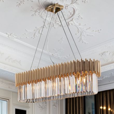 Pendentif en fer doré orné de strass, fabriqué en Italie - Paris Viadurini