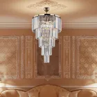 Lampe suspendue en fer doré ornée de strass, fabriquée en Italie - Vienne Viadurini