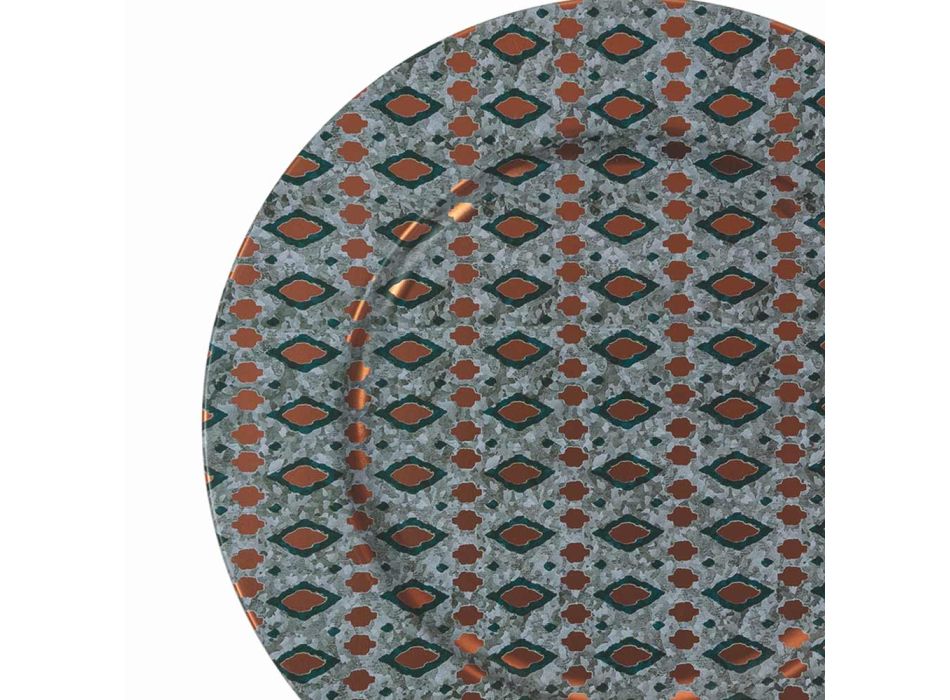 Assiettes Métalliques Colorées Décor Géométrique 12 Pièces - Mappinz Viadurini