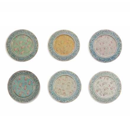 Sets de Table Ronds en Plastique avec Décorations Exotiques Colorées 12 Pièces - Casimirro Viadurini