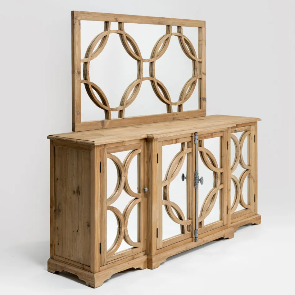 Miroir 156 x 83 cm en pin naturel vieilli - Agosta Viadurini