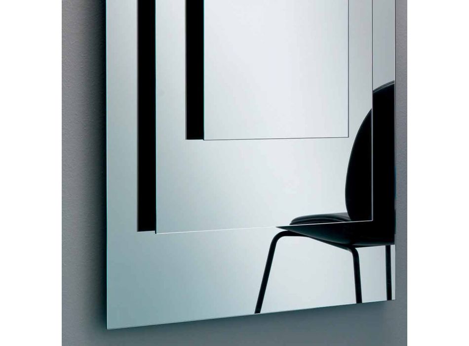 Miroir Mural à Trois Couches et Structure Noire Design Italien - Plaudio Viadurini