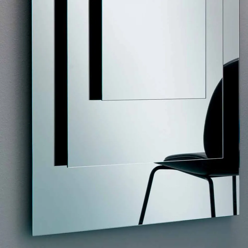 Miroir Mural à Trois Couches et Structure Noire Design Italien - Plaudio Viadurini