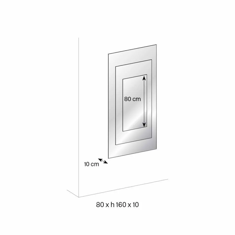 Miroir Mural à Trois Couches et Structure Noire Design Italien - Plaudio Viadurini