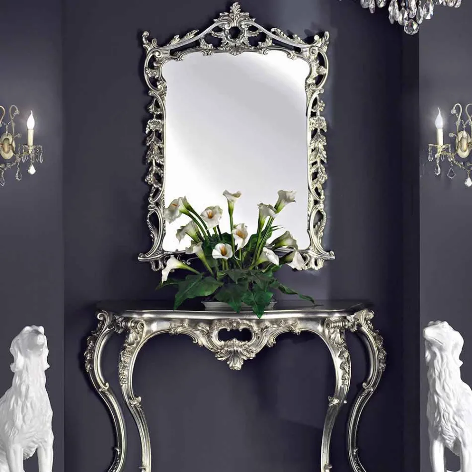 Miroir mural, console en bois et piano fait main en Italie Giacomo Viadurini