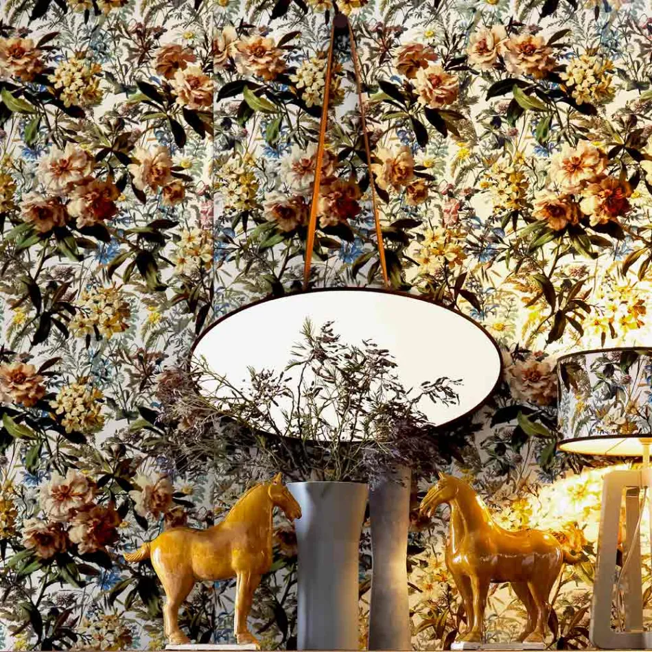 Miroir mural de design moderne Grilli Zarafa en bois d'ébène  Viadurini