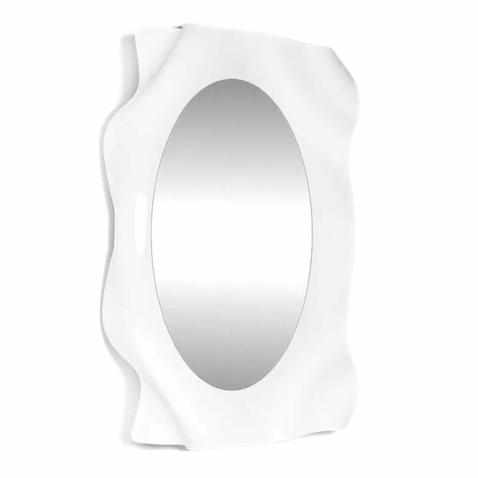 mur miroir lait blanc design moderne Diva, fabriqué en Italie Viadurini