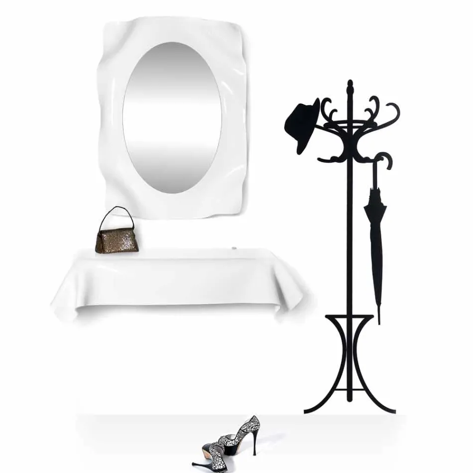 mur miroir lait blanc design moderne Diva, fabriqué en Italie Viadurini