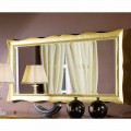 Miroir mural fait main en bois doré / argenté, fabriqué en Italie, Luigi
