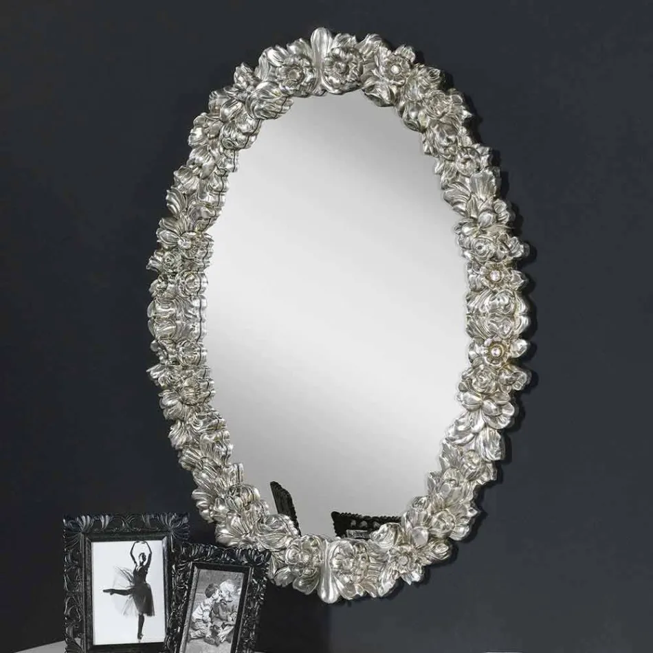 Miroir mural fait main en bois de sapin fabriqué en Italie Filippo Viadurini